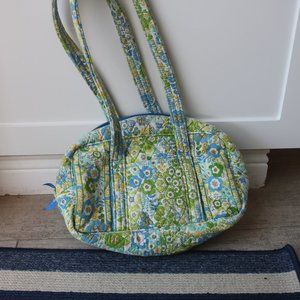 Vera Bradley Travel Bag Purse Green and Blue Long Straps
